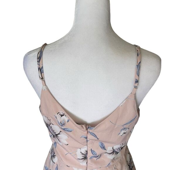 Lulus Small Magical Meadow Romper Skort Dress Vneck Blush Pink Floral - Picture 9 of 11